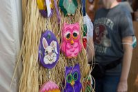Art in the Park 2021 owl and easter themed wooden decorations